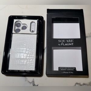 Flaunt Square White Crocodile Pattern iPhone 17 Pro Case